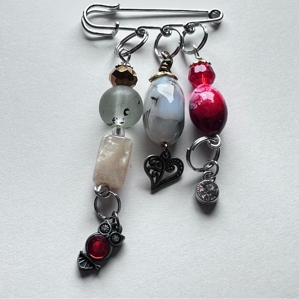 Brooch | Hand Crafted | Glass Beaded |  Pin Artisan Multicolor Wire-Wrapped OOAK
